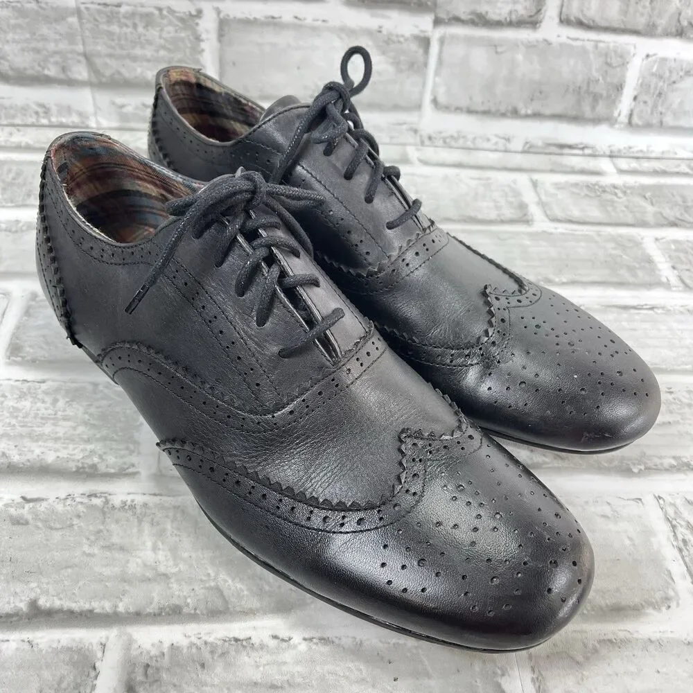 Bed Stu Cobbler Series Men's Size 10.5 Black Leather Wingtip Oxford Shoes